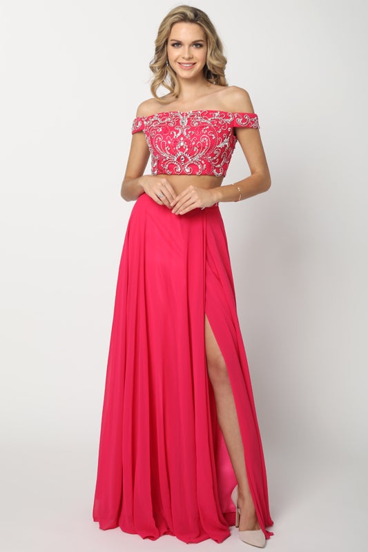 Off Shoulder 2 Piece A-line Gown by Juliet 680