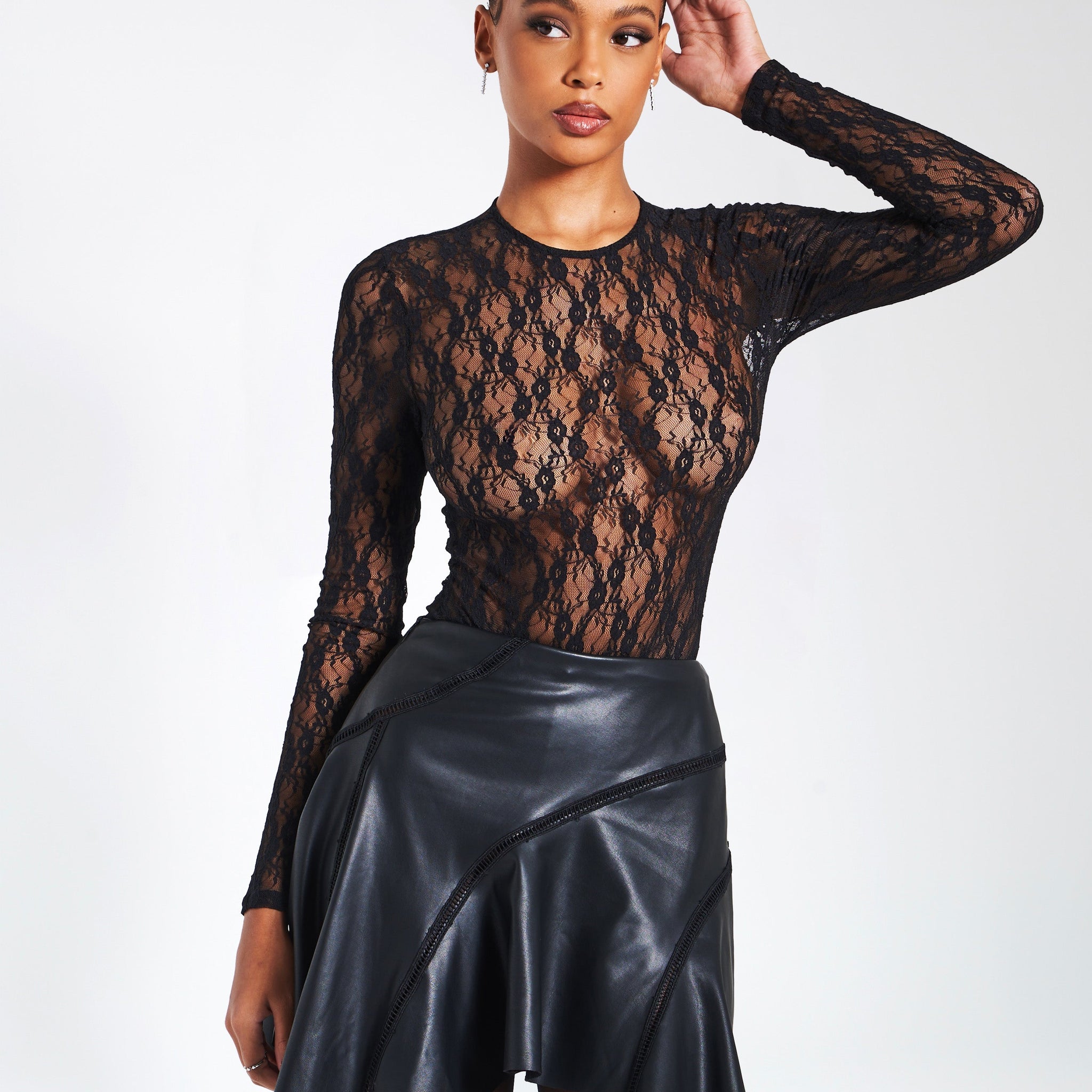 Maisie Black Lace Long Sleeve Bodysuit