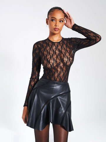 Maisie Black Lace Long Sleeve Bodysuit