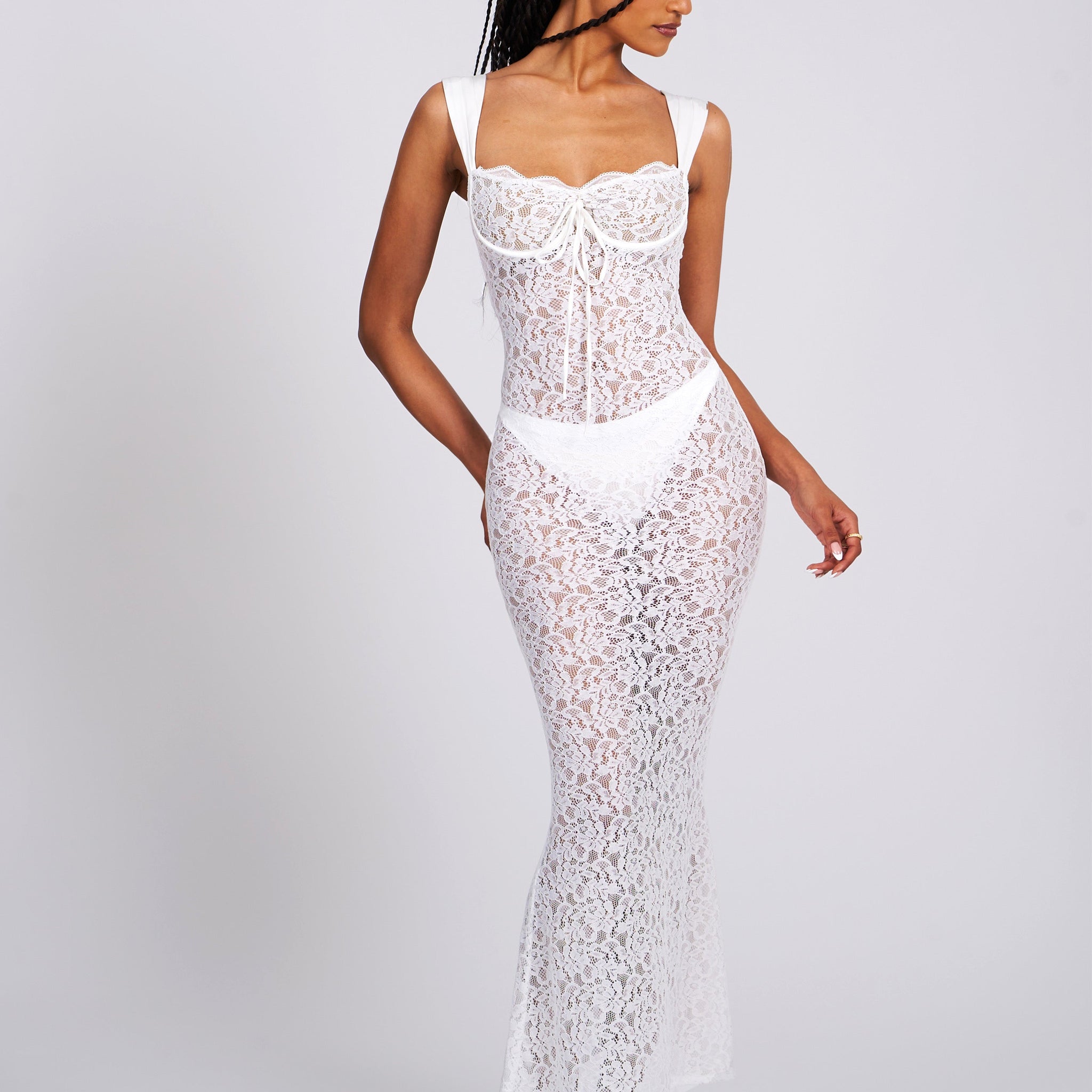 Veronica White Lace Maxi Dress