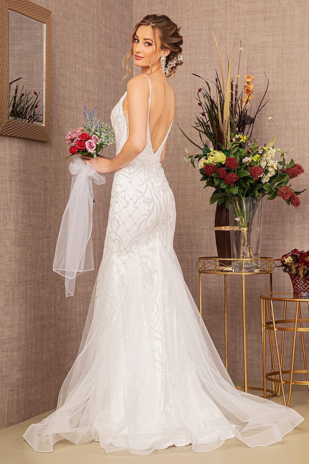 Beaded V-Neck Bridal Mermaid Gown by GLS Gloria GL3157