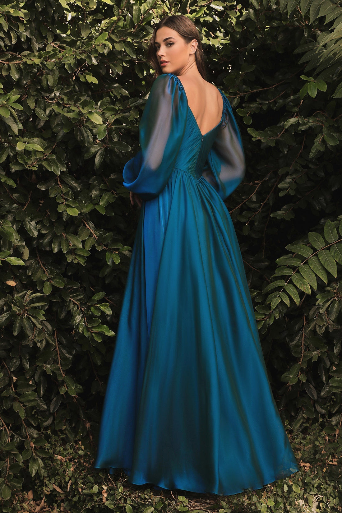 Curve Long Sleeve Chiffon Gown by Cinderella Divine CD243C