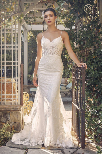 Fitted Applique Sleeveless Bridal Gown by Nox Anabel JW939