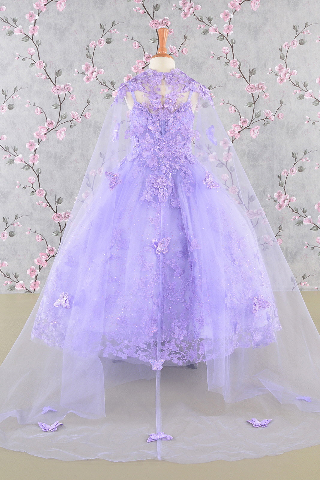 Girls 3D Butterfly Sleeveless Cape Gown by Elizabeth K GK114