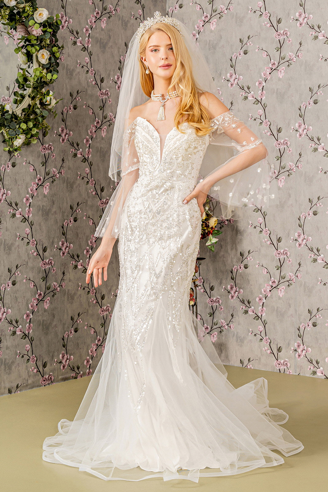 Off Shoulder Bell Sleeve Bridal Gown by GLS Gloria GL3426