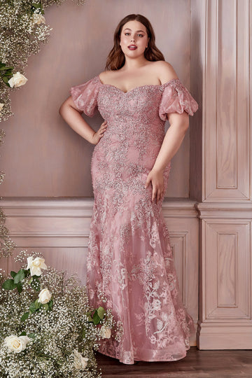 Plus Size Lace Mermaid Gown by Cinderella Divine CD959C