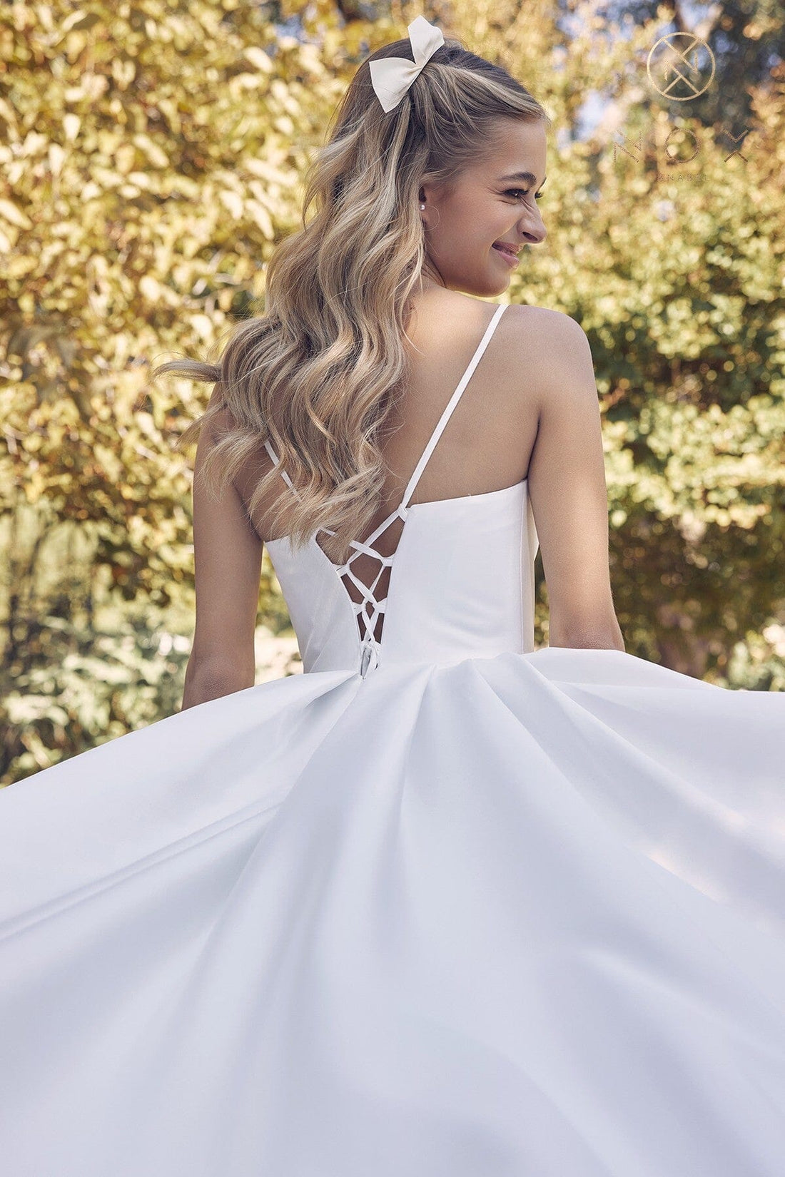 Sleeveless Lace-Up Back Bridal Gown by Nox Anabel JE972