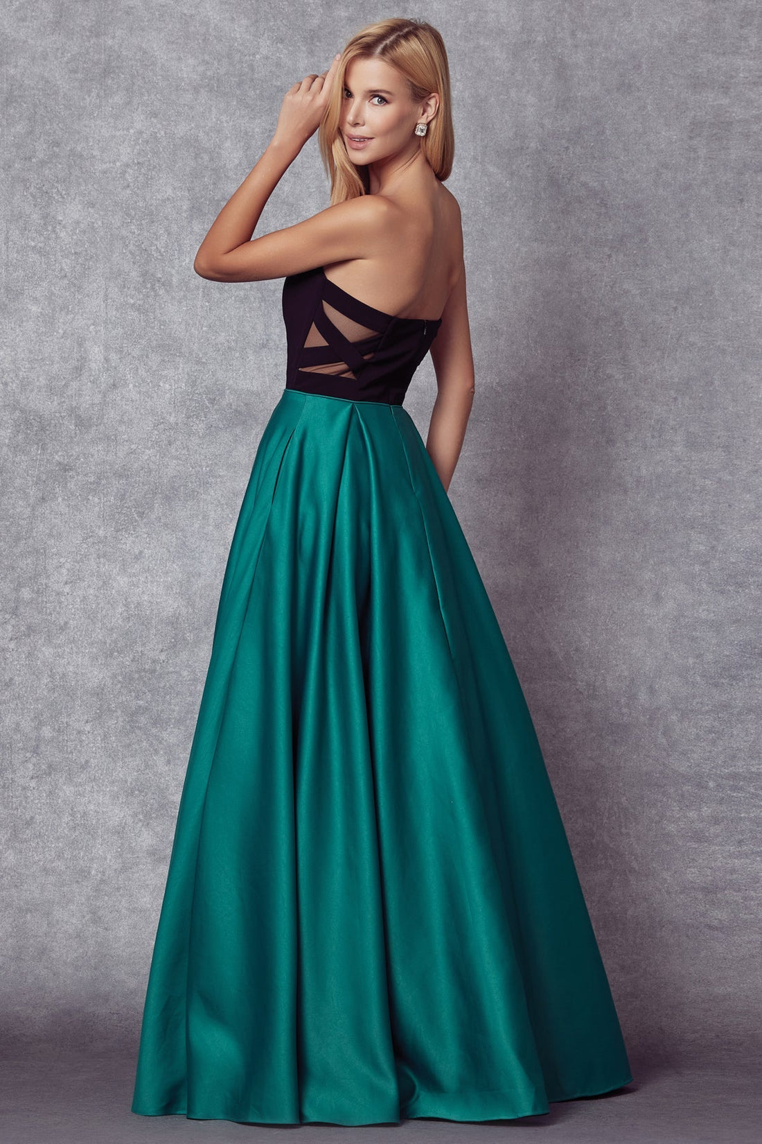 Two Tone Strapless Gown by Juliet 694